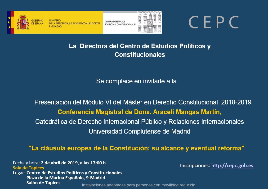 Presentación del Módulo VI del Máster en Derecho Constitucional 2018-2019
