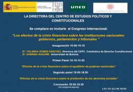 Congreso Internacional: “Los efectos de la crisis financiera sobre las instituciones nacionales: gobiernos, parlamentos y tribunales“