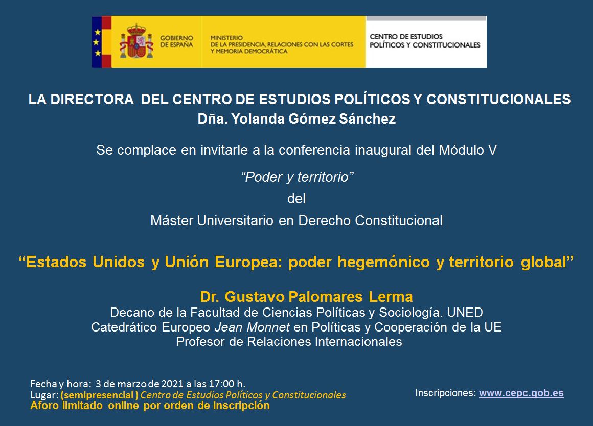 Conferencia inaugural del Módulo V “Poder y territorio” del Máster Universitario en Derecho Constitucional