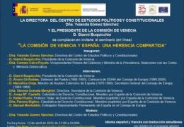 Seminario (en línea) “LA COMISIÓN DE VENECIA Y ESPAÑA: UNA HERENCIA COMPARTIDA” (13/04/2021)