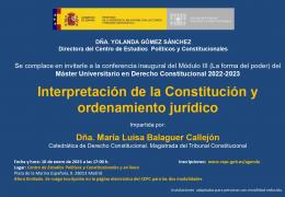 Conferencia inaugural Módulo III del Máster: "Interpretación de la Constitución y ordenamiento jurídico"