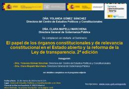 Seminario "El papel de los órganos constitucionales y de relevancia constitucional en el Estado abierto y la reforma de la Ley de transparencia. 2ª edición"