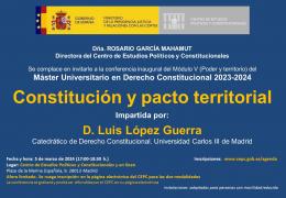 Conferencia inaugural del Módulo V "Constitución y pacto territorial"